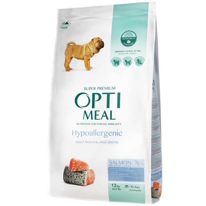 Optimeal Dog Adult Hypoallergenic Medium & Large Гіпоалергенний сухий корм для дорослих собак середніх та великих порід з лососем