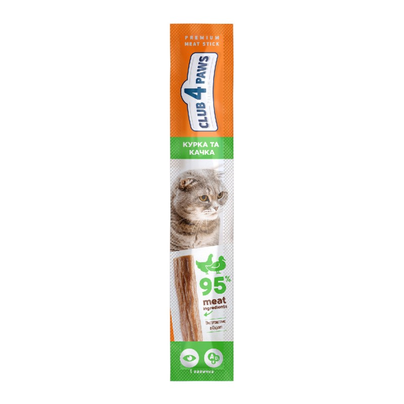 Club 4 Paws Premium Meat Stick М'ясна паличка для дорослих кішок з куркою та качкою