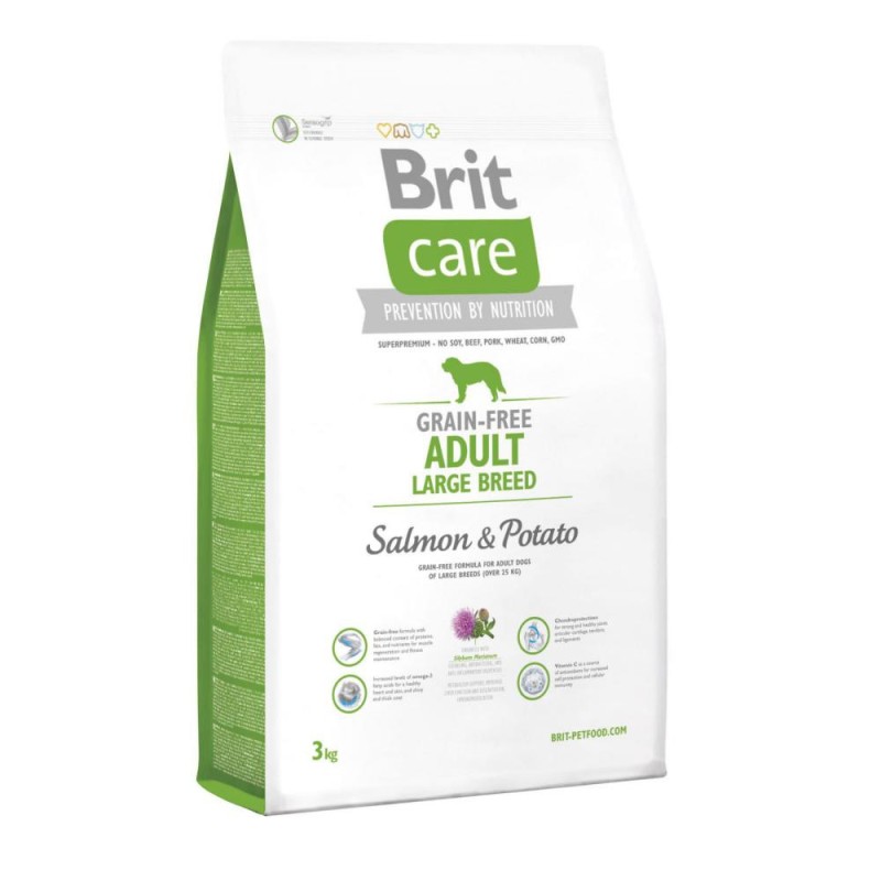 Brit Care сухий корм для дорослих собак великих порід з лососем і картоплею