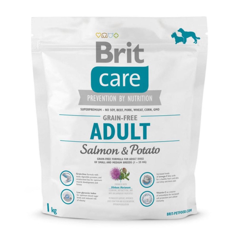Brit Care сухий корм для дорослих собак з лососем і картоплею