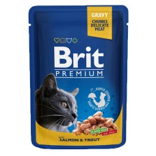 Brit Premium Cat Adult Pouch Консерви для дорослих кішок з лососем та фореллю в соусі