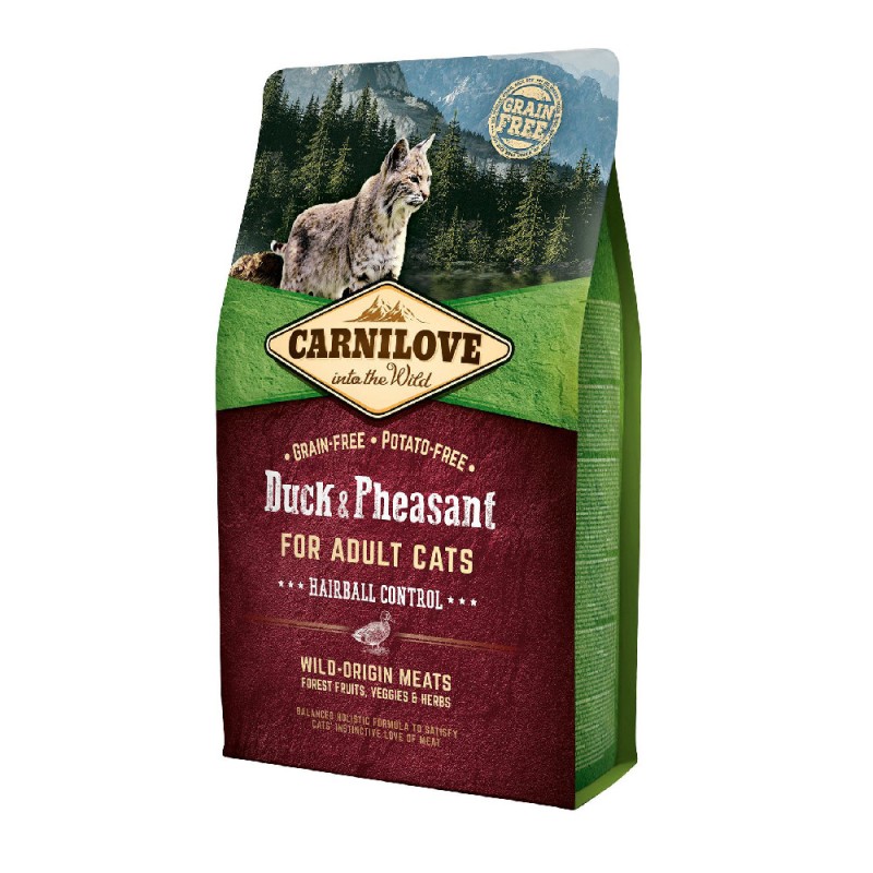 Carnilove Cat Adult Duck and Pheasant Hairball Control Беззерновий сухий корм для дорослих кішок з ефектом шерстевиводу з качкою