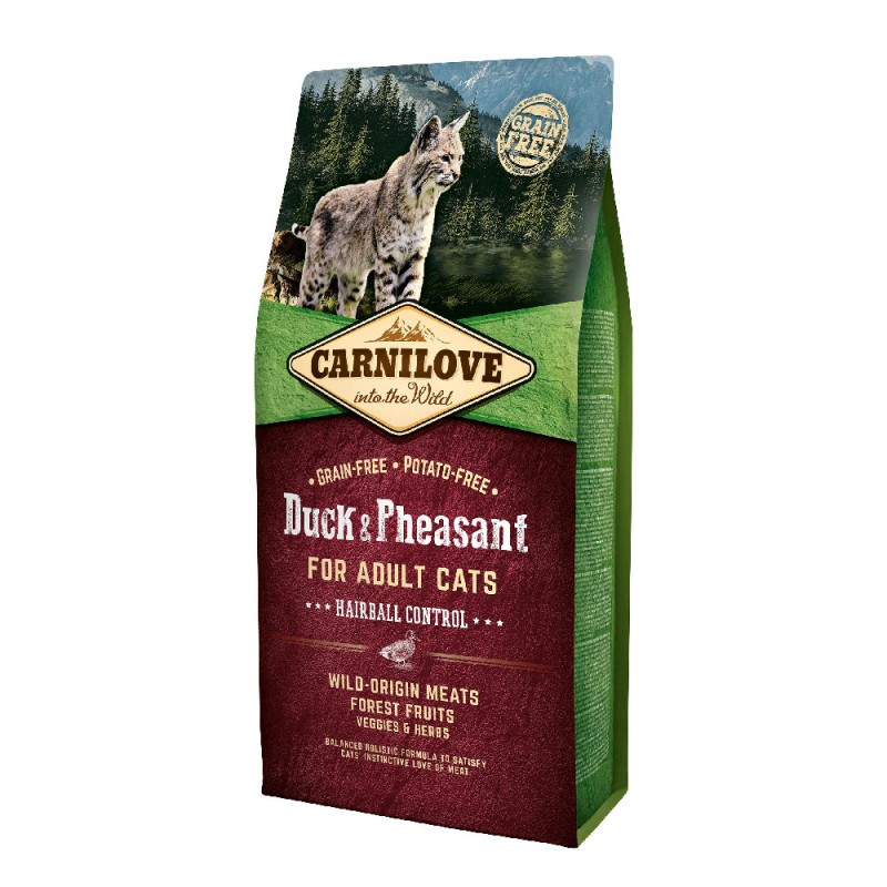 Carnilove Cat Adult Duck and Pheasant Hairball Control Беззерновий сухий корм для дорослих кішок з ефектом шерстевиводу з качкою