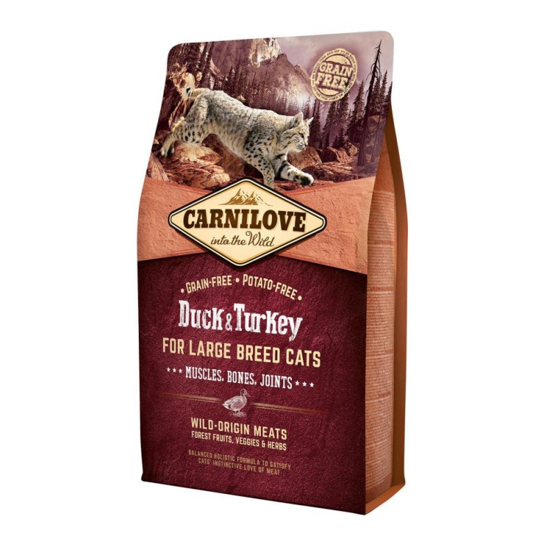 Carnilove Cat Adult Large Breed Duck and Turkey Беззерновий сухий корм для дорослих кішок великих порід з качкою та індичкою