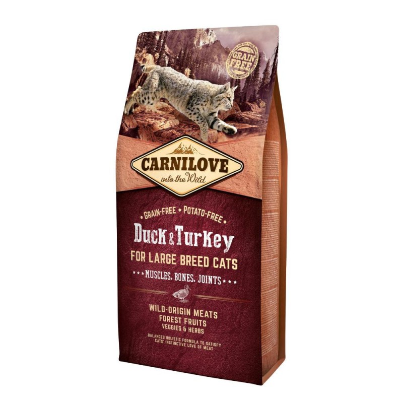 Carnilove Cat Adult Large Breed Duck and Turkey Беззерновий сухий корм для дорослих кішок великих порід з качкою та індичкою