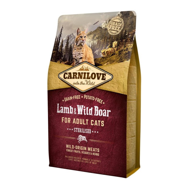 Carnilove Cat Adult Lamb and Wild Boar Sterilised Беззерновий сухий корм для стерилізованих кішок з ягнятком та диким кабаном