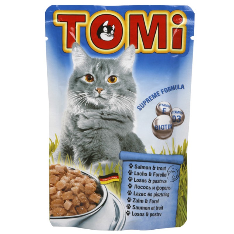 TOMi Salmon Trout Паштет для дорослих кішок з лососем та фореллю в паучі