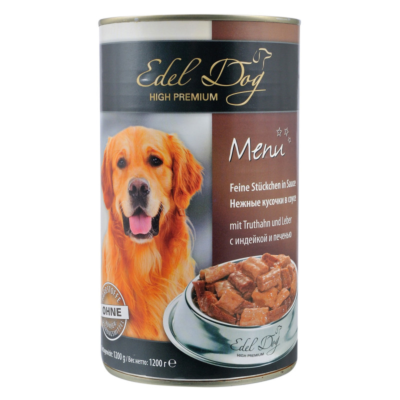 Edel Dog Консерви для дорослих собак з індичкою та печінкою у соусі