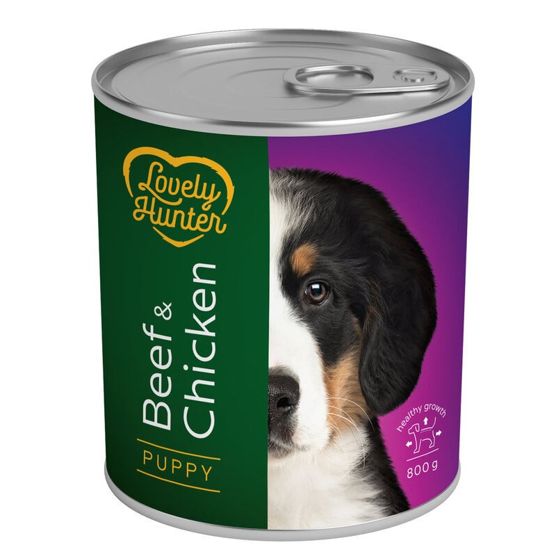 Lovely Hunter Dog Puppy Beef & Chicken Консерви для цуценят з яловичиною та куркою у банку