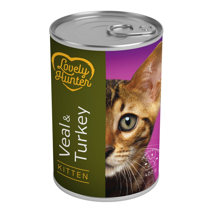 Lovely Hunter Kitten Veal & Turkey Консерви для кошенят з телятиною та індичкою у банку