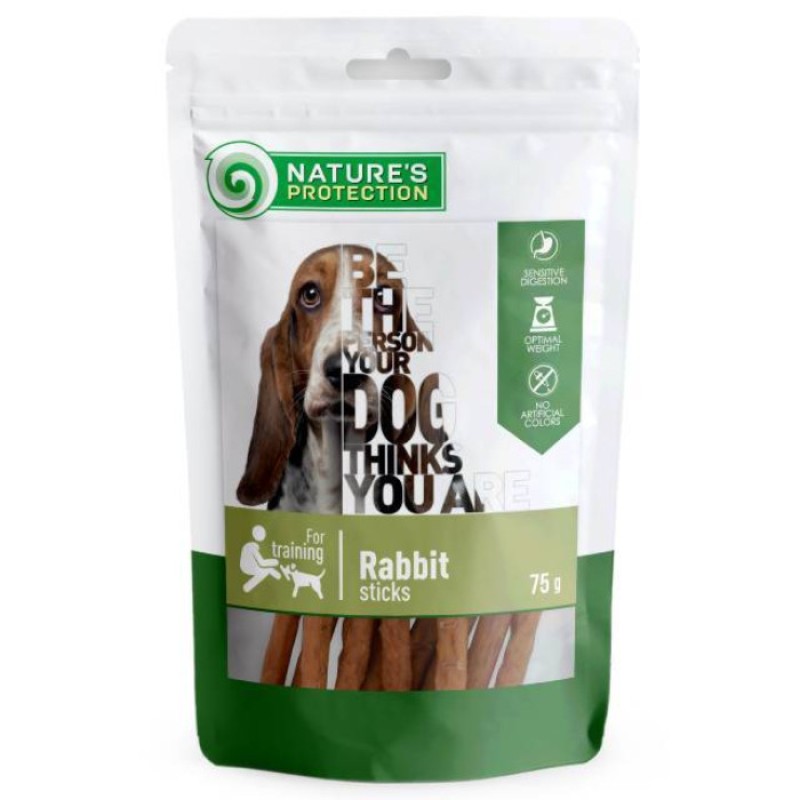 Nature's Protection Dog Adult Snacks Rabbit Sticks Ласощі для дорослих собак для дресирування стику з кролика