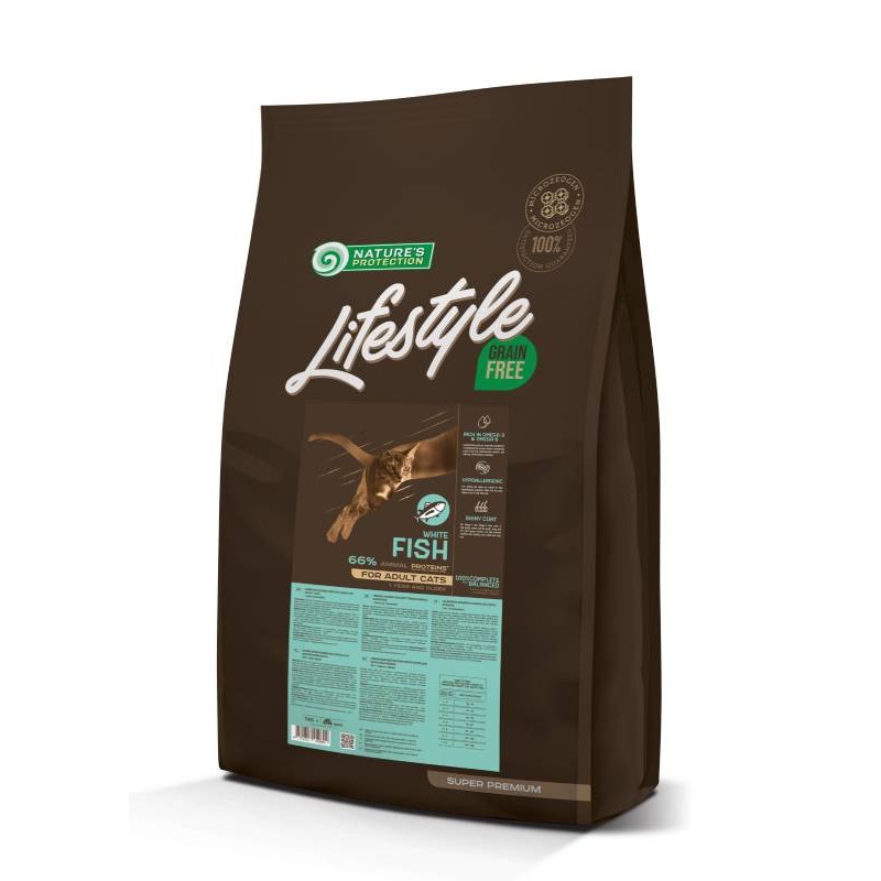 Nature's Protection Lifestyle Cat Adult Grain Free White Fish Беззерновий сухий корм для дорослих кішок з білою рибою