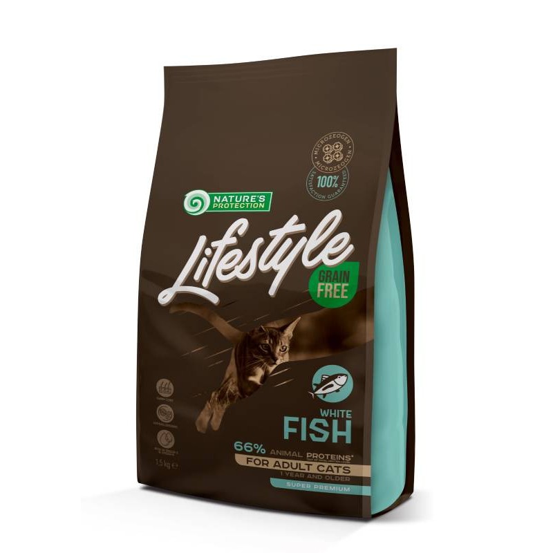 Nature's Protection Lifestyle Cat Adult Grain Free White Fish Беззерновий сухий корм для дорослих кішок з білою рибою
