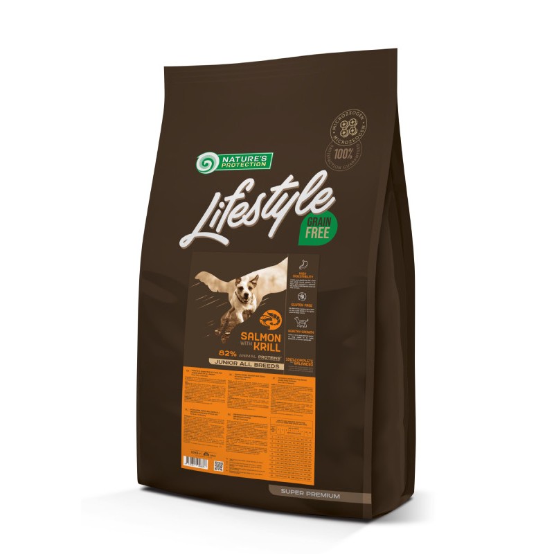 Nature's Protection Lifestyle Junior Grain Free Salmon & Krill All Breeds Беззерновий сухий корм для цуценят всіх порід з лососем та крилем