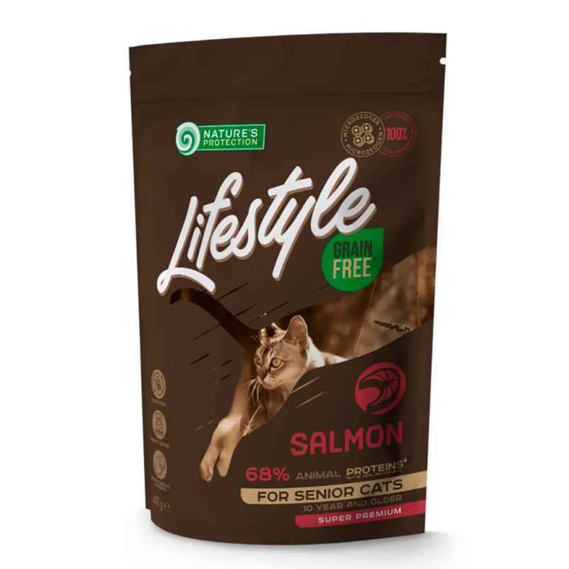 Nature's Protection Lifestyle Cat Senior Grain Free Salmon Беззерновий сухий корм для кішок з лососем