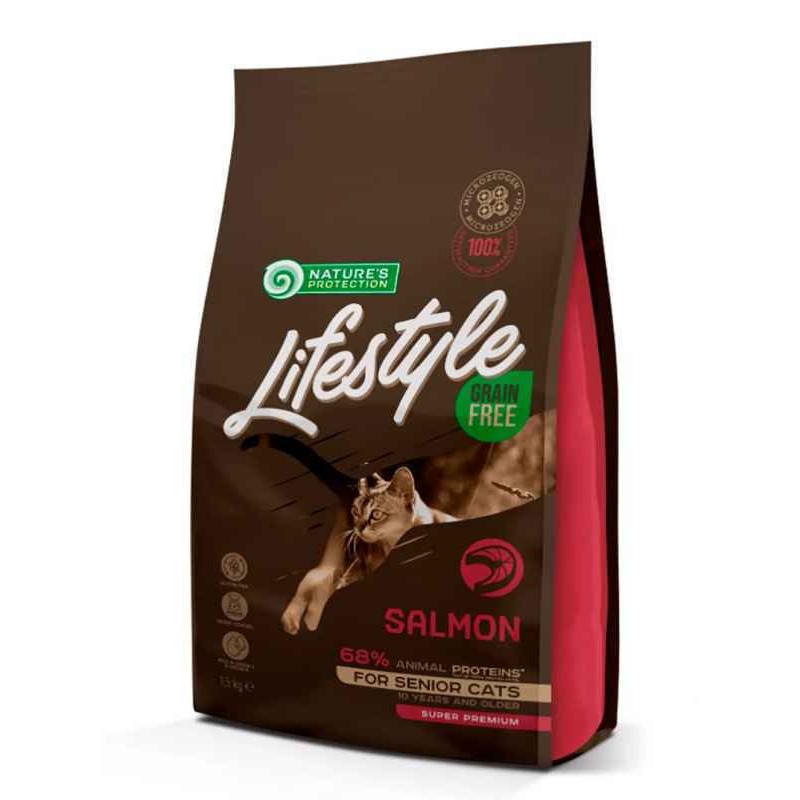 Nature's Protection Lifestyle Cat Senior Grain Free Salmon Беззерновий сухий корм для кішок з лососем