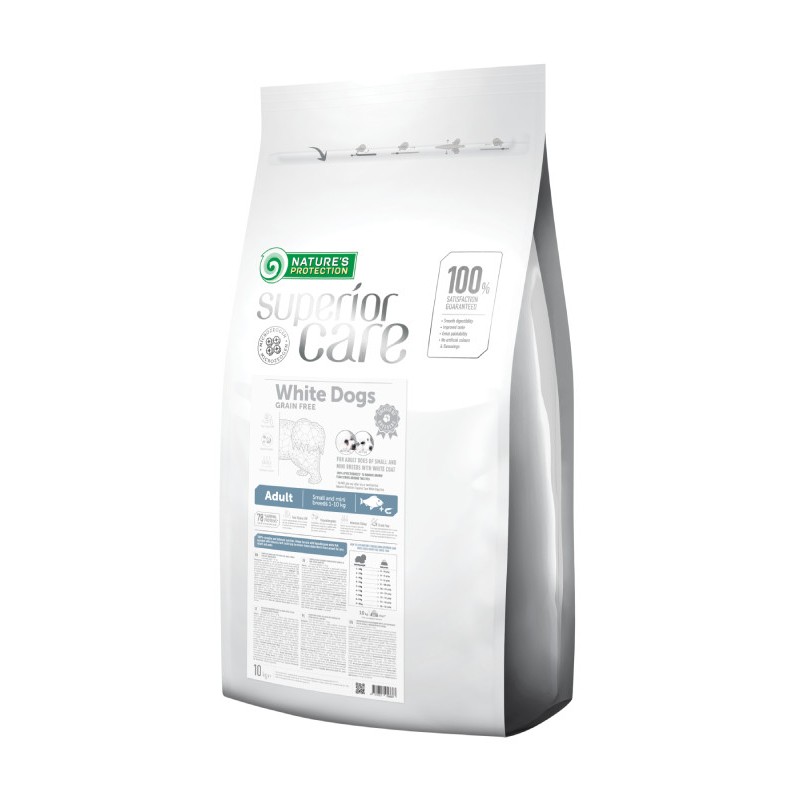 Nature's Protection Superior Care White Coat Grain Free Small Breeds White Fish Беззерновой сухой корм для взрослых собак мелких пород с белой шерстью