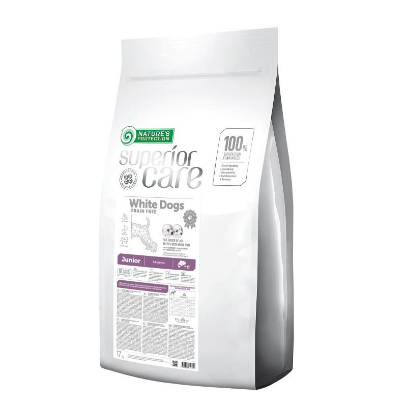 Nature's Protection Junior Superior Care White Coat Grain Free Salmon All Breeds Беззерновий корм для цуценят всіх порід з білою вовною з лососем