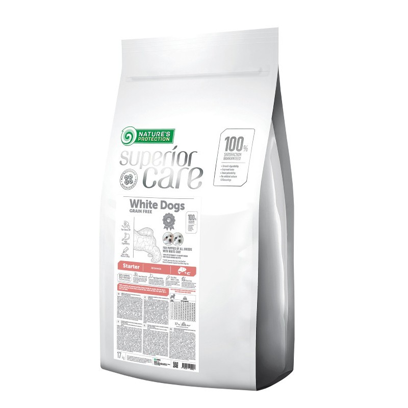 Nature's Protection Starter Superior Care White Coat Grain Free All Breeds Беззерновий корм для цуценят всіх порід з білою вовною