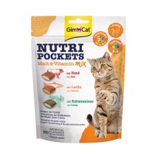 GimCat Nutri Pockets Malt Vitamin Mix Ласощі для котів начинка з солодом та вітамінами