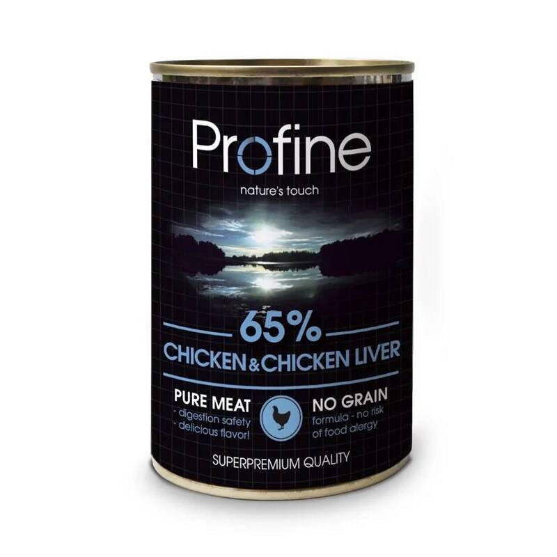 Profine Dog Chicken and Chicken Liver Консерви для дорослих собак з куркою та печінкою