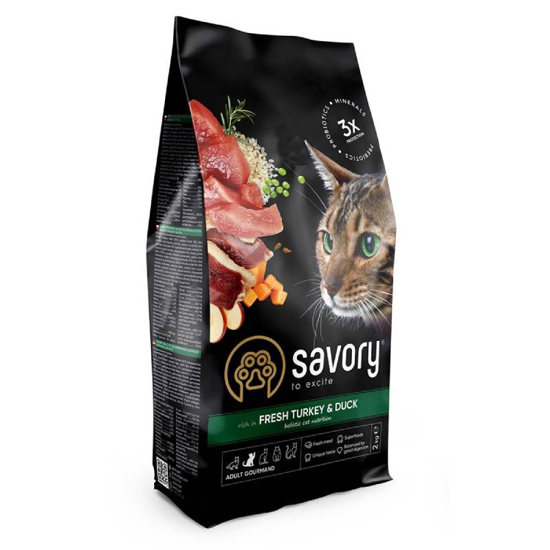 Savory Cat Adult Gourmand Fresh Turkey with Duck Сухий корм для дорослих кішок зі свіжим м'ясом індички