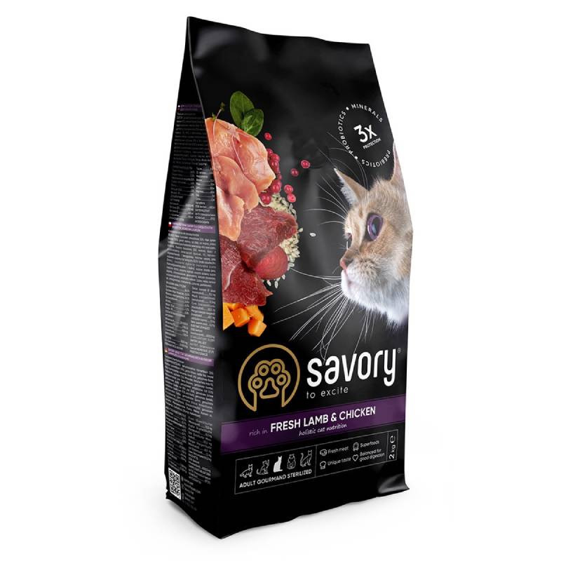 Savory Cat Adult Gourmand Sterilized Fresh Lamb with Chicken Сухий корм для стерилізованих кішок зі свіжим м'ясом ягняти та курки