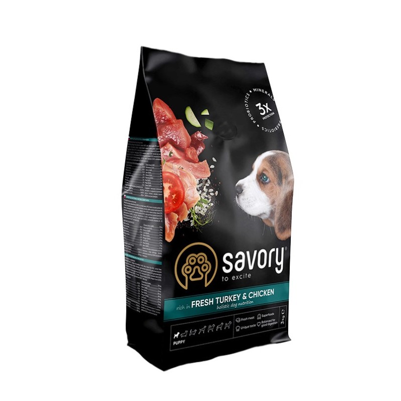 Savory Puppy Fresh Turkey with Chicken Сухий корм для цуценят зі свіжим м'ясом індички та куркою