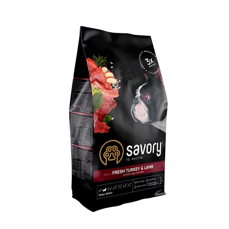 Savory Dog Adult Small Breed Fresh Turkey with Lamb Сухий корм для дорослих собак дрібних порід зі свіжою індичкою та ягням
