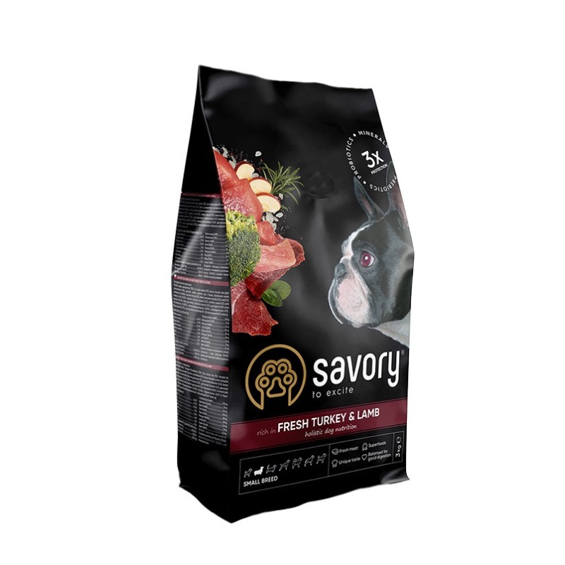 Savory Dog Adult Small Breed Fresh Turkey with Lamb Сухий корм для дорослих собак дрібних порід зі свіжою індичкою та ягням
