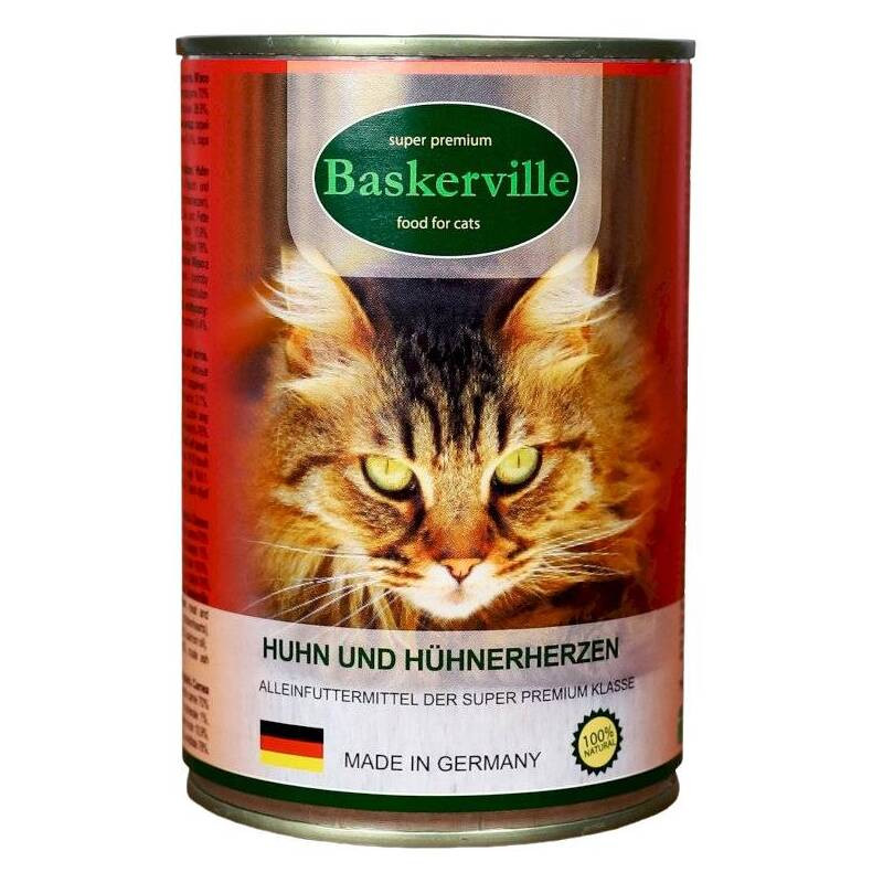 Baskerville Super Premium Консерви для дорослих кішок з куркою та серцем