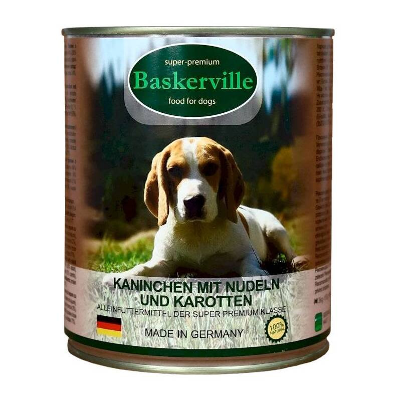 Baskerville Super Premium Консерви для дорослих собак з кроликом вермішеллю та морквою