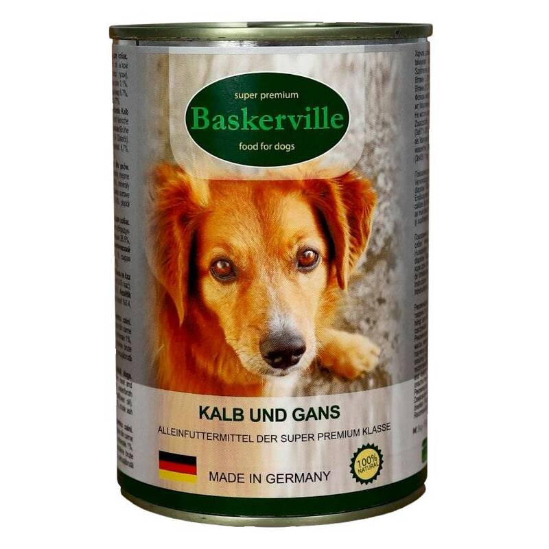 Baskerville Super Premium Консерви для дорослих собак з телятиною та м'ясом гусака
