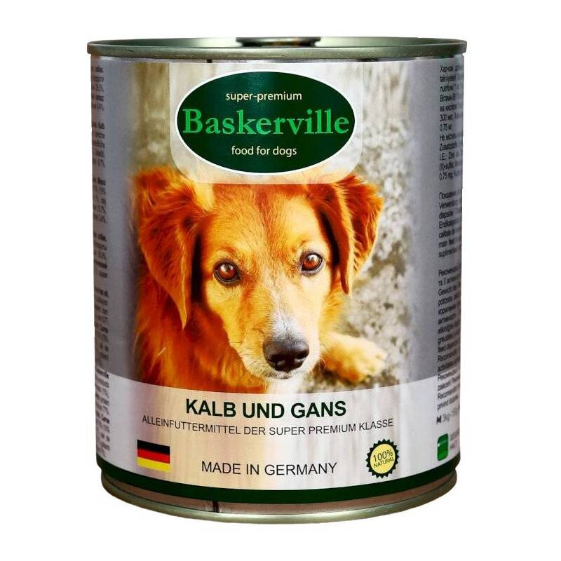 Baskerville Super Premium Консерви для дорослих собак з телятиною та м'ясом гусака