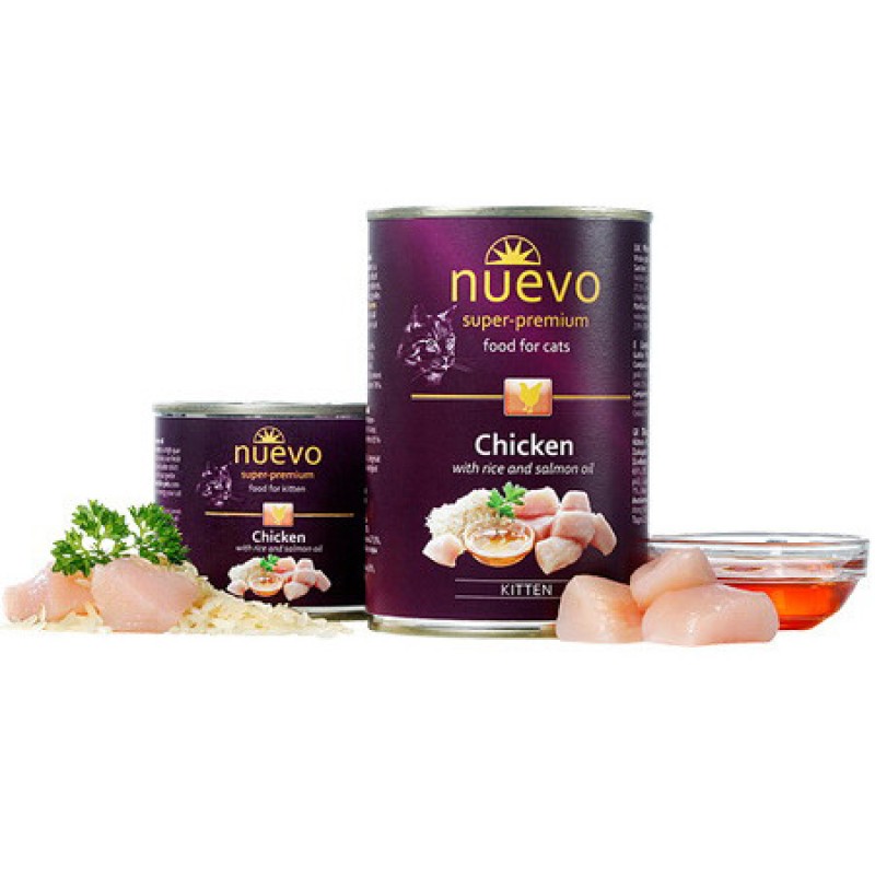 Nuevo Kitten Chicken with Rice & Salmon oil Консерви для кошенят курка з рисом та олією