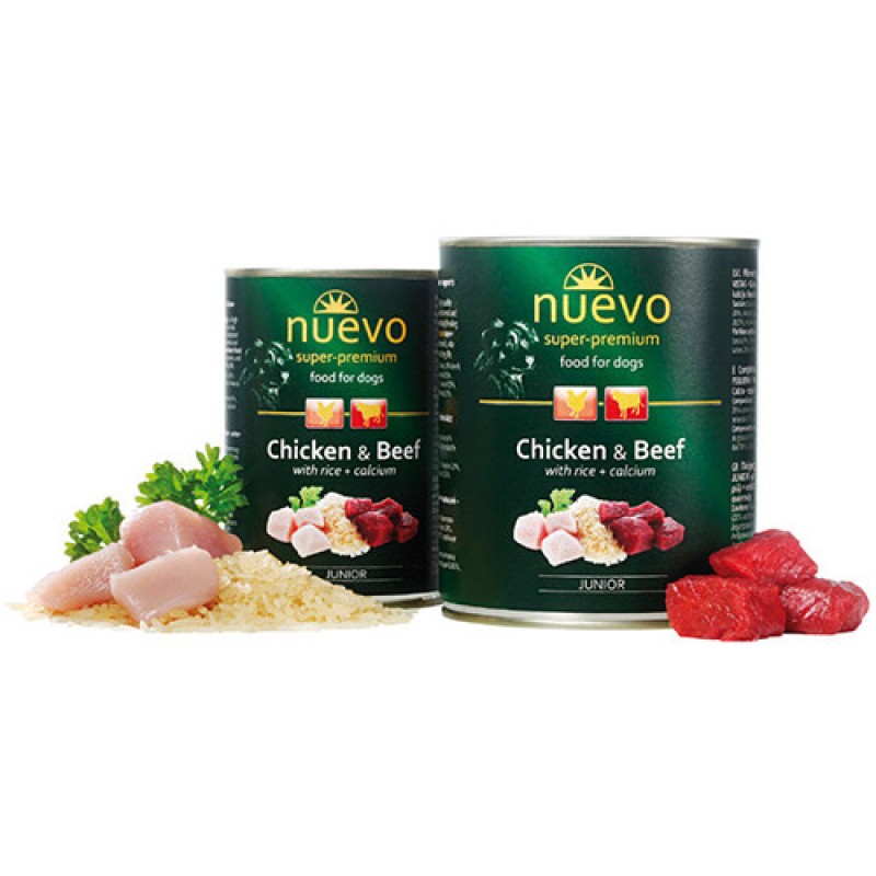 Nuevo Junior Chicken & Beef with Rice and Calcium Консерви для цуценят курка яловичина з рисом та кальцій