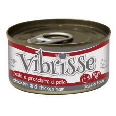 Vibrisse Adult Chicken & Chicken Ham Консерви для дорослих кішок з куркою та курячою шинкою у банку