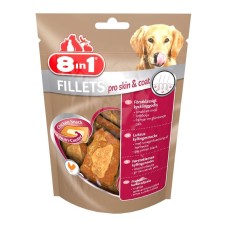 8in1 Fillets Pro Skin & Coat Ласощі для собак куряче філе з лляною олією для шкіри та вовни
