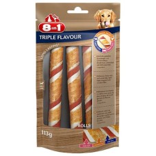 8in1 Triple Flavour Rolls Ласощі для собак трубочки з потрійним смаком