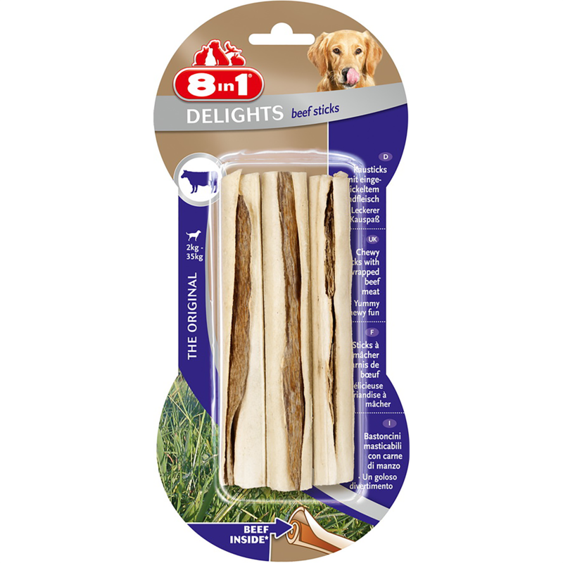 8in1 Beef Delights Sticks Ласощі жувальні палички з яловичиною 13 см