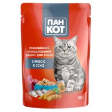 Пан Кот Консерви для дорослих кішок із соковитою рибою в соусі
