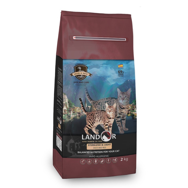 Landor Cat Adult Sterilized & Light Duck & Rice Сухий корм для дорослих стерилізованих кішок з качкою та рисом
