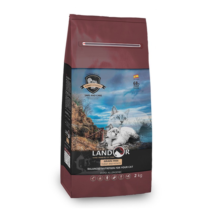 Landor Cat Adult Grain Free Turkey & Potato Сухий корм для дорослих кішок з індичкою та бататом