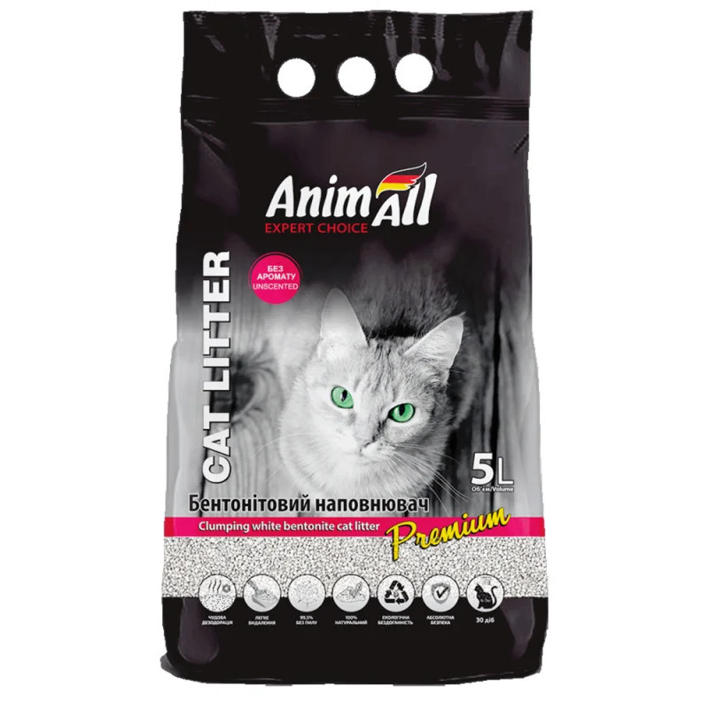 AnimAll Expert Choice Unscented Бентонітовий наповнювач білий без аромату