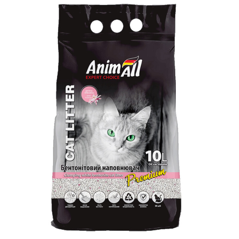 AnimAll Expert Choice Baby Powder Бентонітовий наповнювач білий з ароматом дитячої пудри
