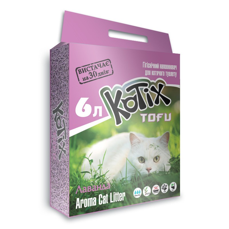 Kotix Tofu Lavender Гранульований наповнювач, що комкується, з ароматом лаванди