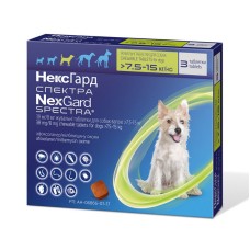 NexGard Spectra Таблетки від бліх та кліщів для собак від 7,5 кг до 15 кг