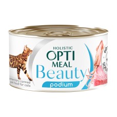 Optimeal Cat Beauty Podium Консерви для дорослих кішок з тунцем та кільцями кальмару в соусі