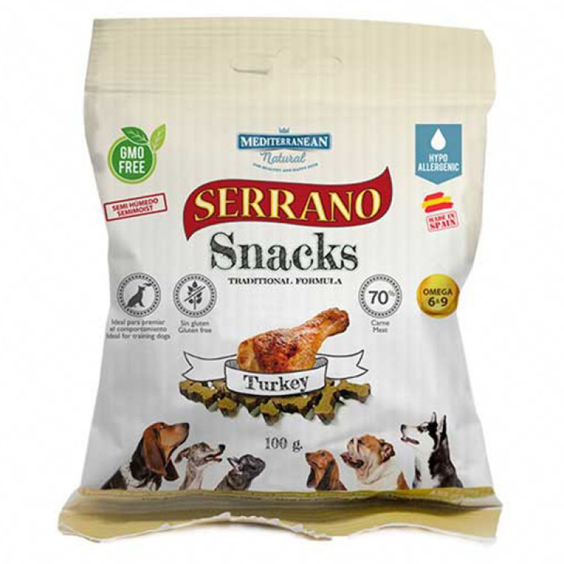Mediterranean Natural Serrano Snacks Dog Adult Turkey Ласощі для дорослих собак з індичкою