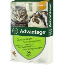 Advantage Краплі на холку від бліх та кліщів для кішок до 4 кг